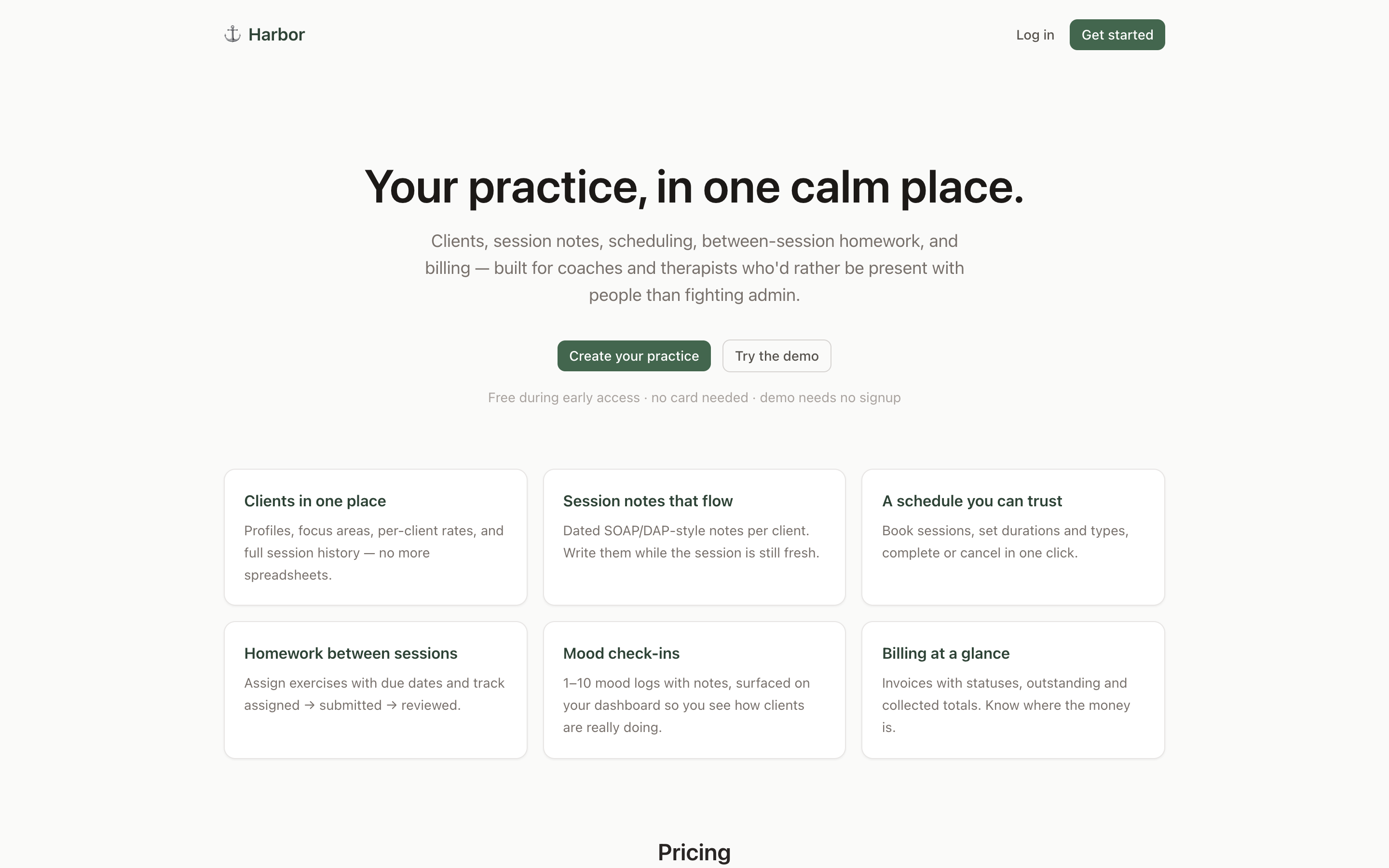 Harbor coaching platform interface